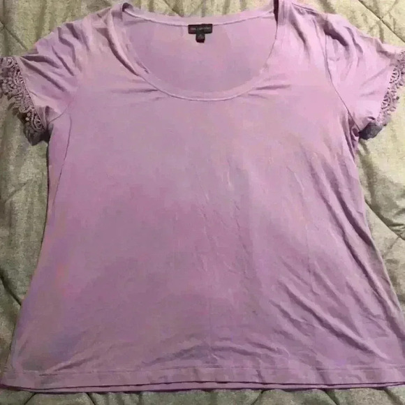 The Limited Tops - The Limited‎ Lavender Lace Trim Sleeves Scoop Neck Top SZ XL NWOT